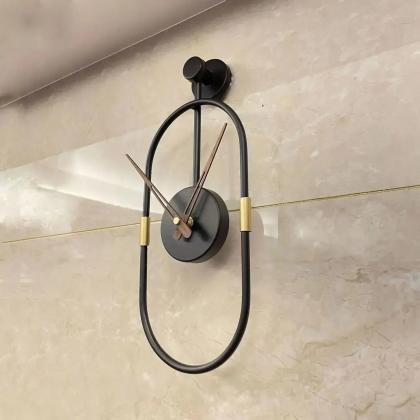 Modern Minimalist Oval Wall Clock With Brass..