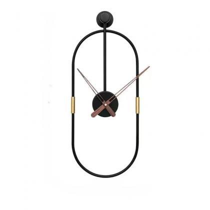 Modern Minimalist Oval Wall Clock With Brass..