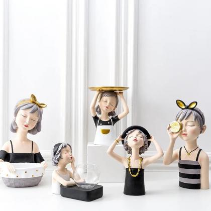 Elegant Ceramic Lady Figurines Decorative Art..