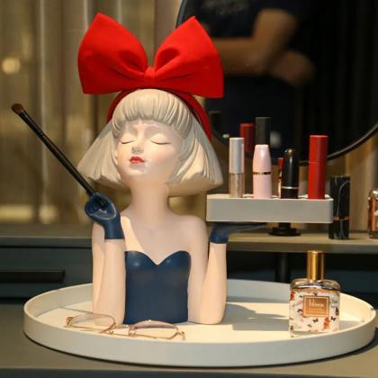 Decorative Vanity Makeup Holder With Figurine..