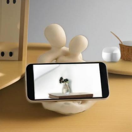 Abstract Couple Figurine Wooden Smartphone Stand..