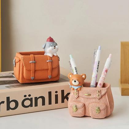 Cute Dog Decorative Mini Desk Pen Holder Organizer