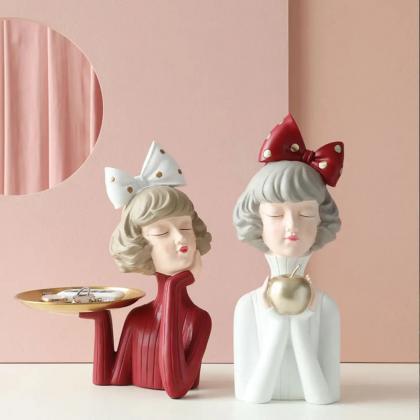 Whimsical Lady Figurine Tabletop Storage Tray..