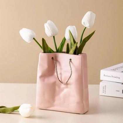 Ceramic Vase Bag-shaped Flower Pots Home..