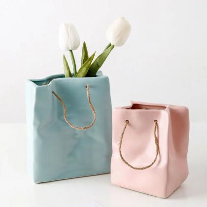 Ceramic Vase Bag-shaped Flower Pots Home..