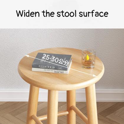 Solid Oak Wood Round Stool For Kitchen Dining