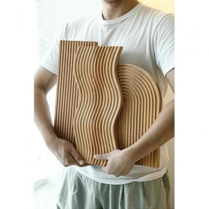 Modern Wooden Wave Design Serving Platter Set