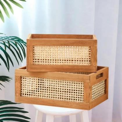 Handwoven Bamboo Storage Baskets Organizer Set Of..