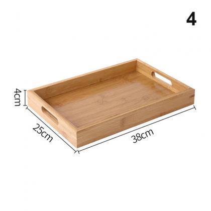 Bamboo Serving Trays With Handles, Stackable Set..