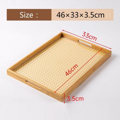 Bamboo Serving Tray And Rattan Decorative Frame..