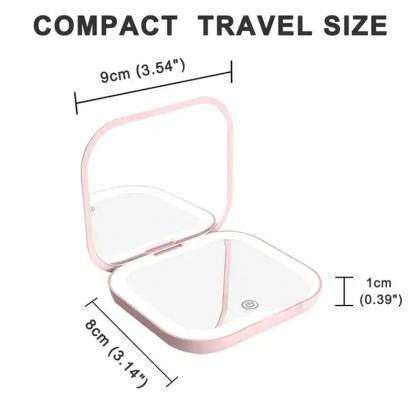 Portable Led Lighted Makeup Mirror Compact Travel..