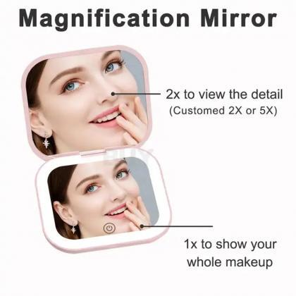 Portable Led Lighted Makeup Mirror Compact Travel..