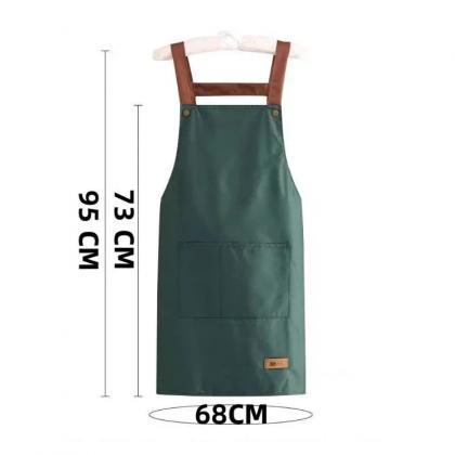 Unisex Canvas Aprons With Leather Strap Pockets