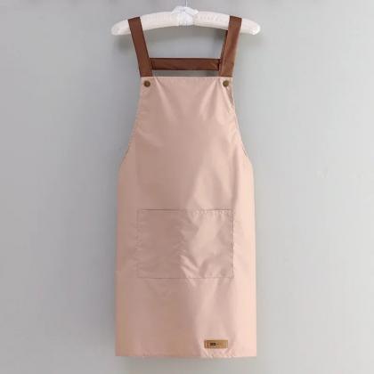 Unisex Canvas Aprons With Leather Strap Pockets