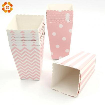 Decorative Pink Popcorn Boxes For Parties, Pack Of..