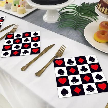 Deluxe Playing Card Suits Patterned Paper Napkin..