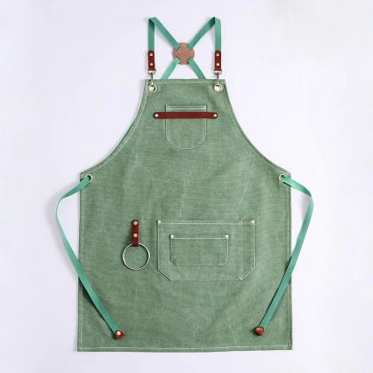 Unisex Leather Apron With Pockets Adjustable..