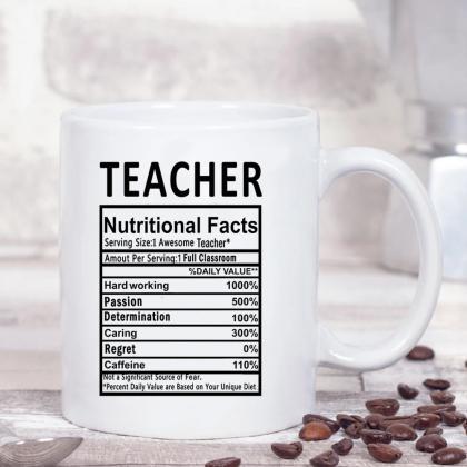 Inspirational Teacher Nutritional Facts Ceramic..