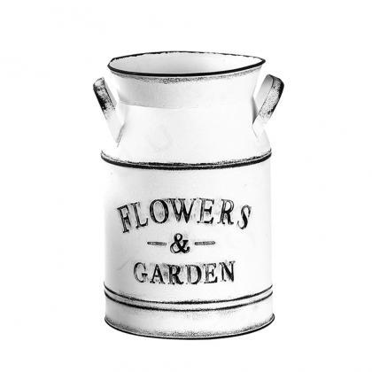Rustic White Metal Flower Garden Vase Set