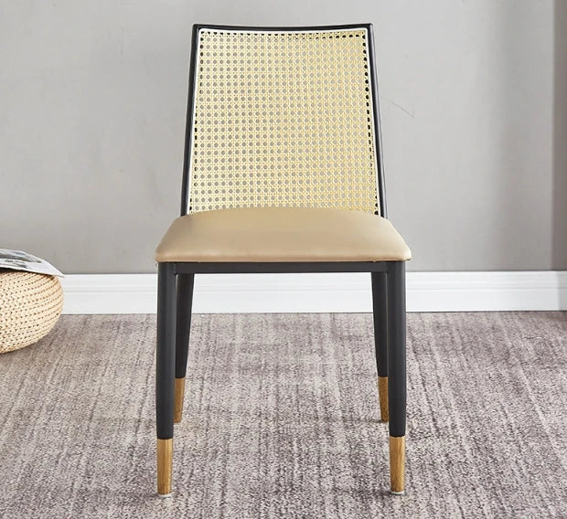 Modern Perforated Backrest Dining Chair With Gold Accents
