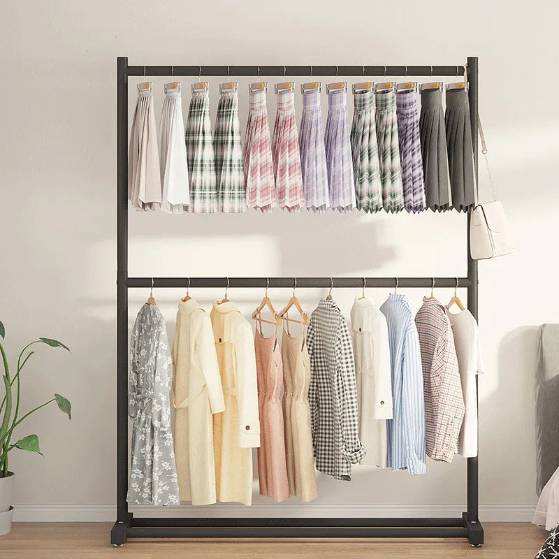 Modern Metal Garment Rack With Top Shelf End Display