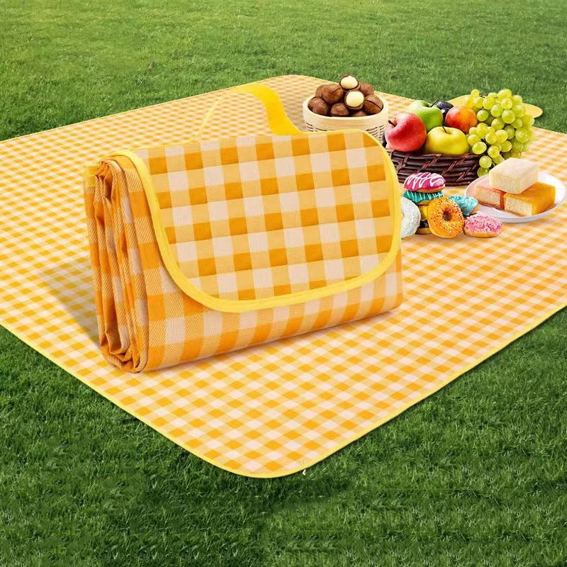 Large Waterproof Yellow Picnic Blanket With Carrying Handle