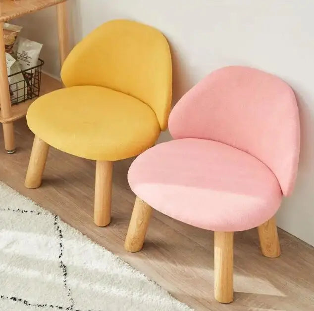 Modern Minimalist Velvet Kids Chairs In Pink And Yellow
