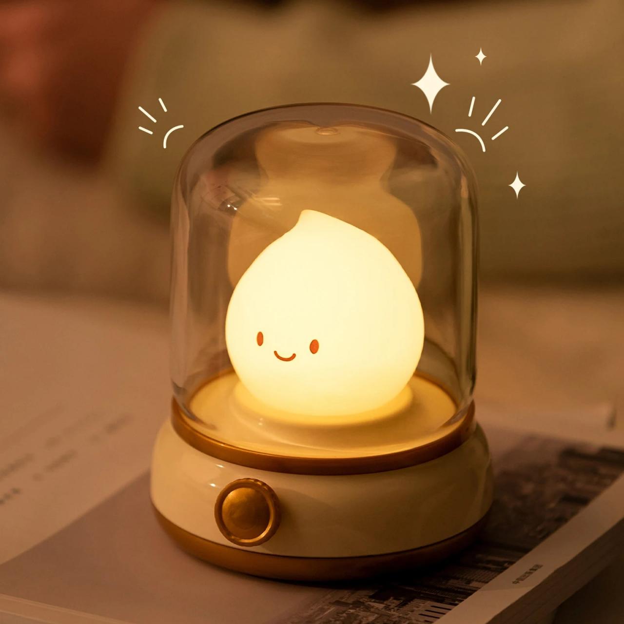 Smiling Drop Rechargeable Led Night Light With Dome