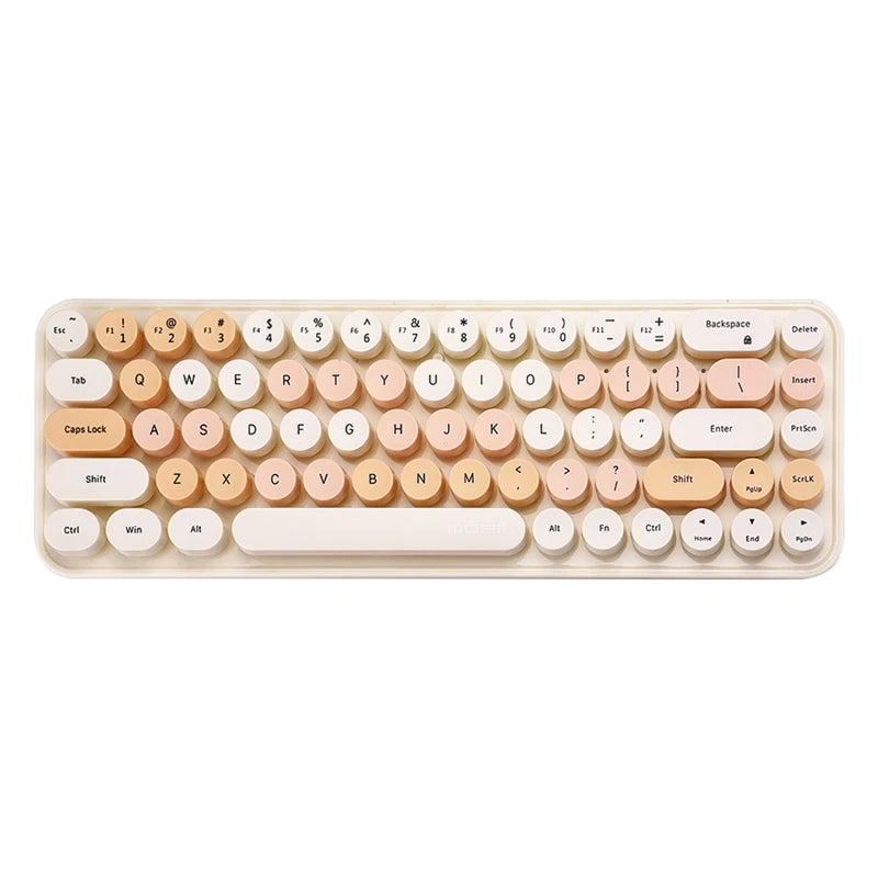 Retro Style Wireless Mechanical Keyboard Round Keycaps