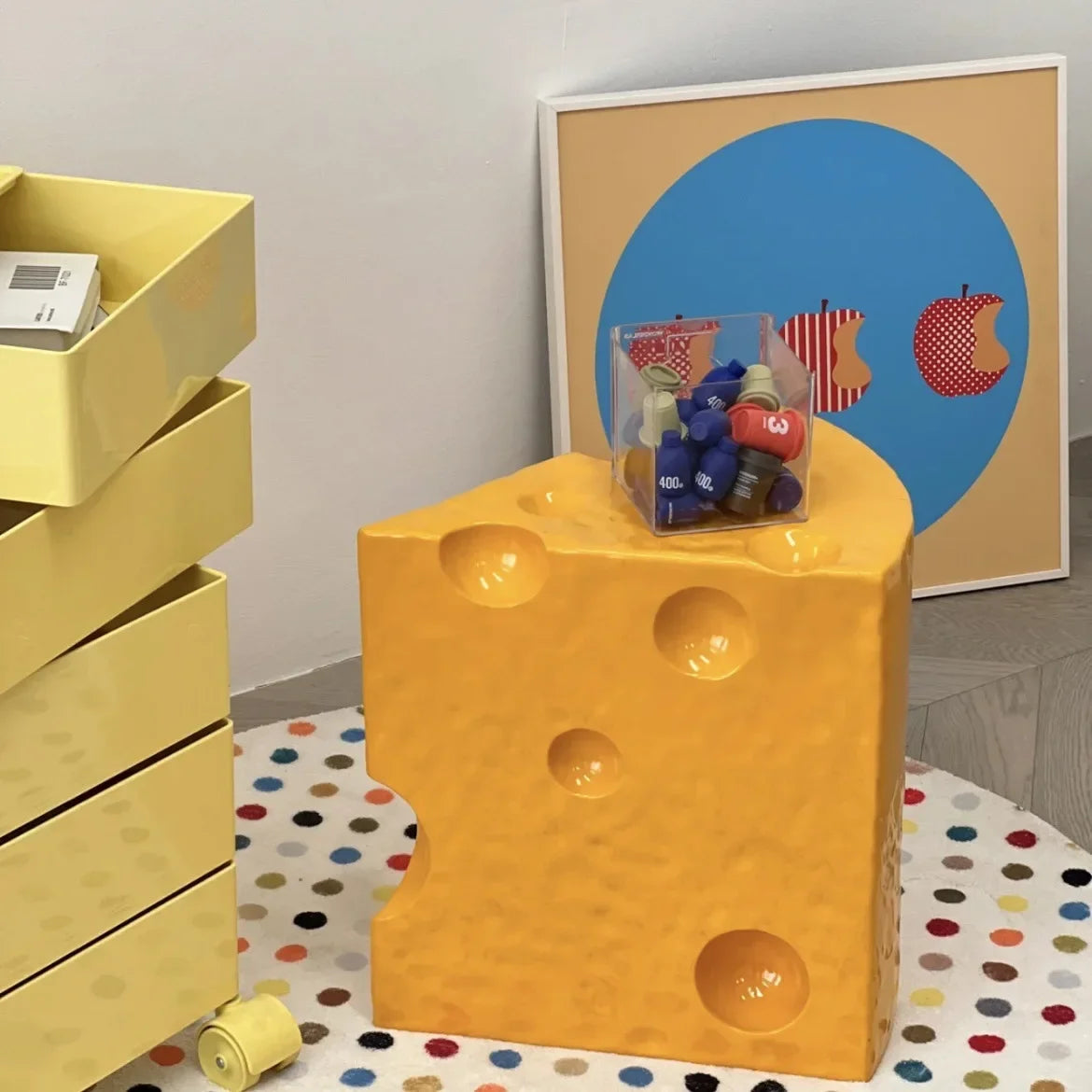 Novelty Cheese Block Design Side Table Decor End Table