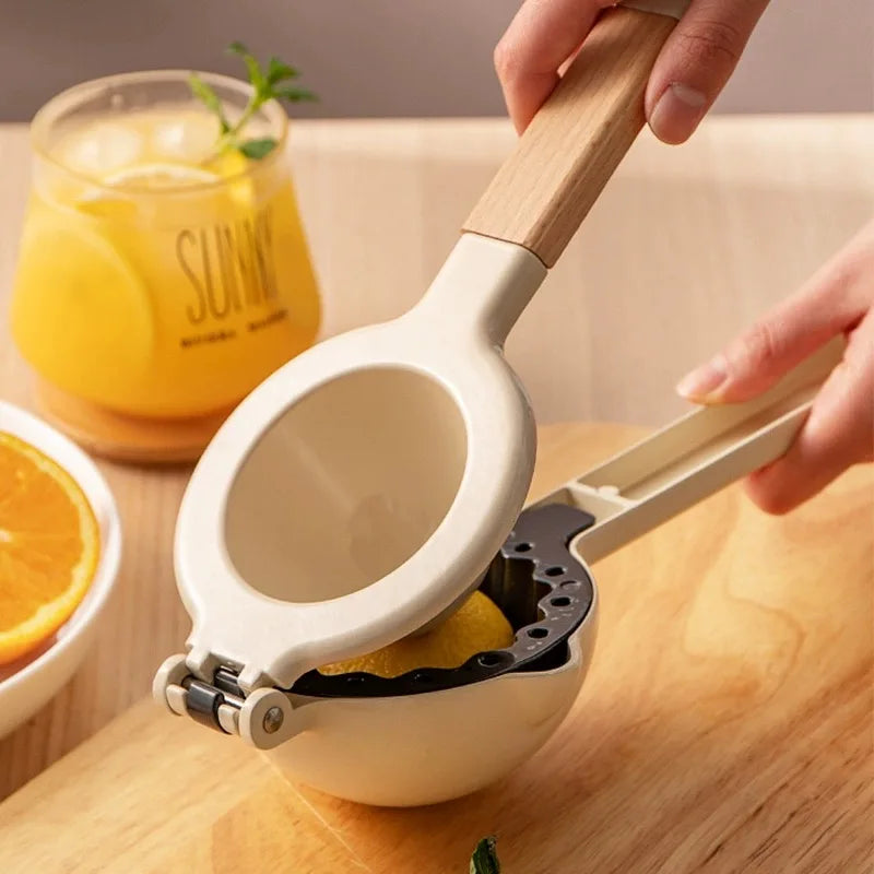 Manual Wooden Handle Citrus Juicer Lemon Squeezer Press