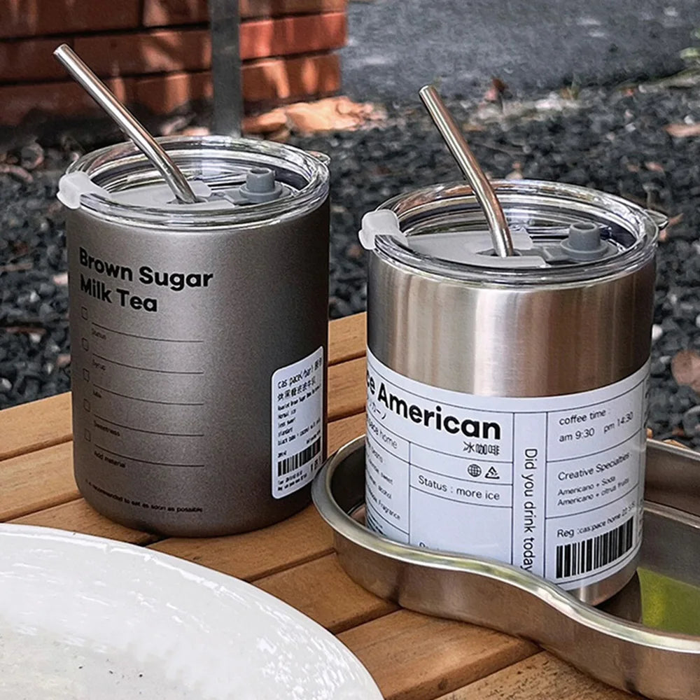 Stainless Steel Insulated Can Tumblers With Metal Straws