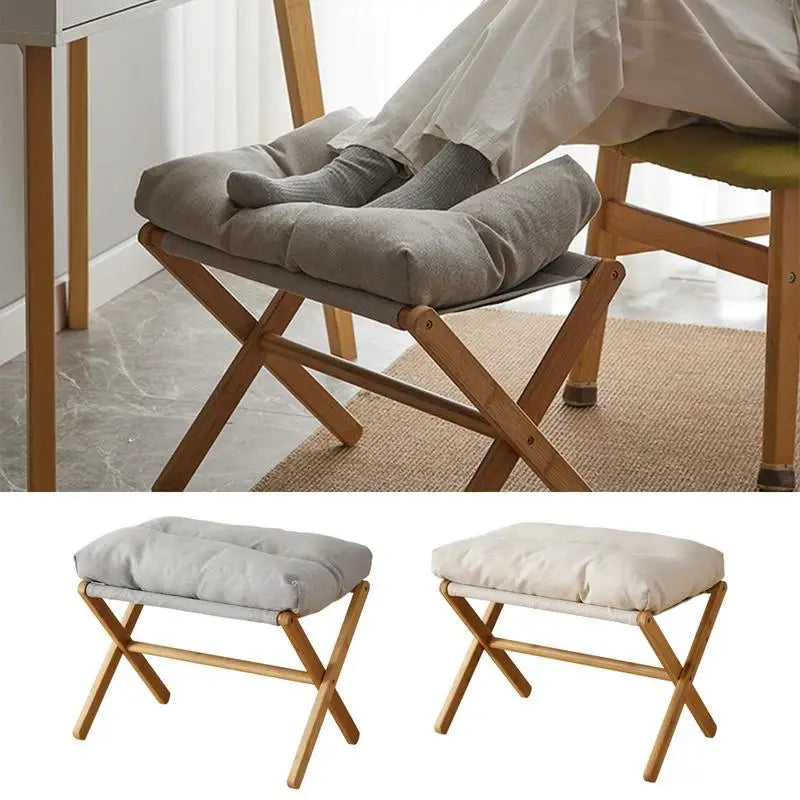 Adjustable Wooden Footrest With Cushioned Top, Portable on Luulla