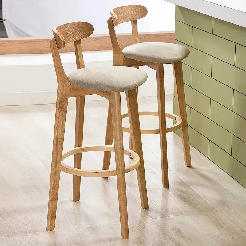 Modern Wooden Bar Stools With Backrest And Cushion