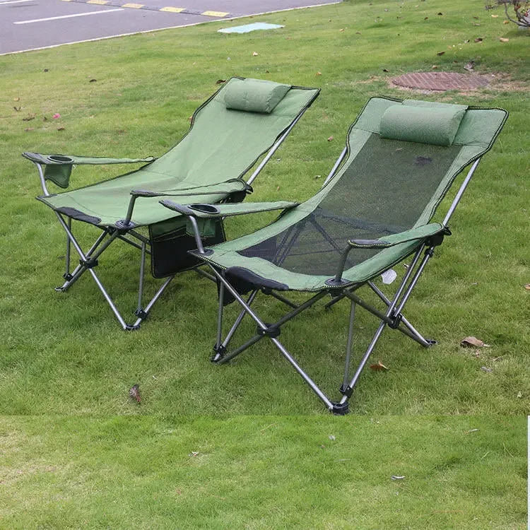 Portable Folding Camping Chairs With Side Table, Green