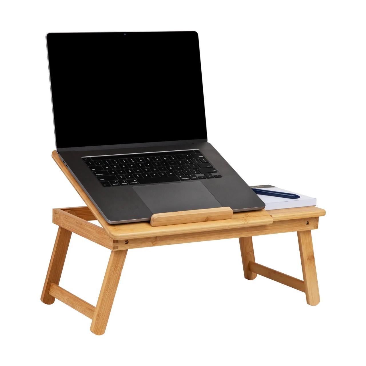 Bamboo Adjustable Laptop Desk With Cooling Holes