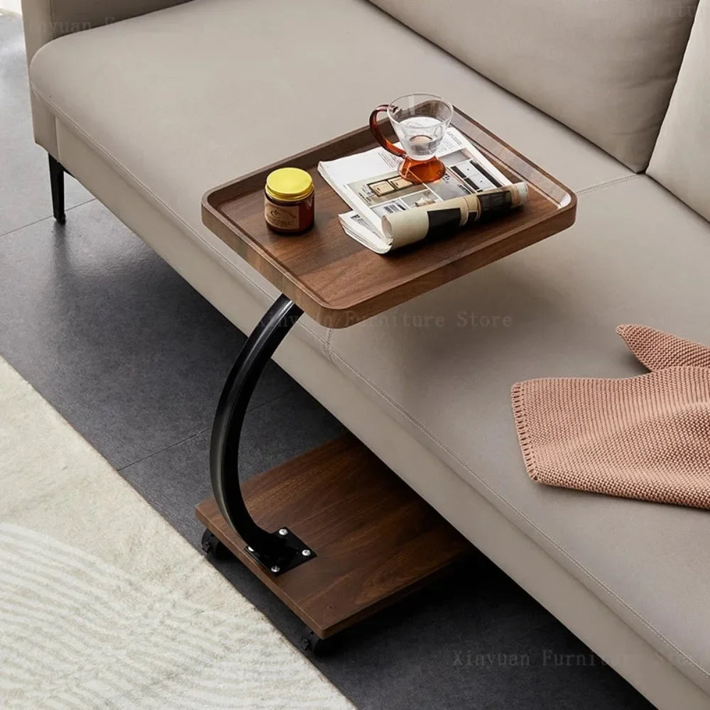 Modern Sofa Side End Table With Curved Metal Frame