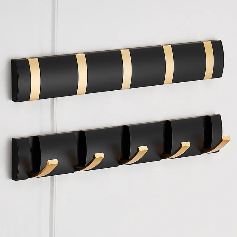 Modern Black Wall-mount Coat Rack With Gold Accents