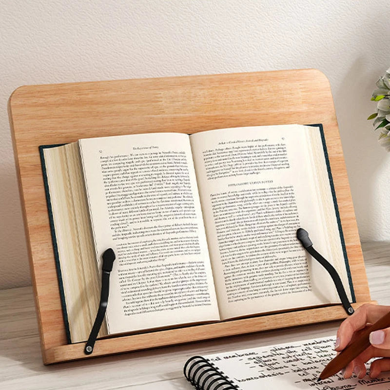 Bamboo Adjustable Book Stand With Page Holders