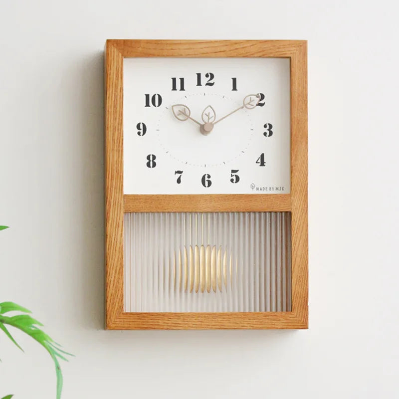 Modern Wooden Wall Clock With Decorative Storage Compartment