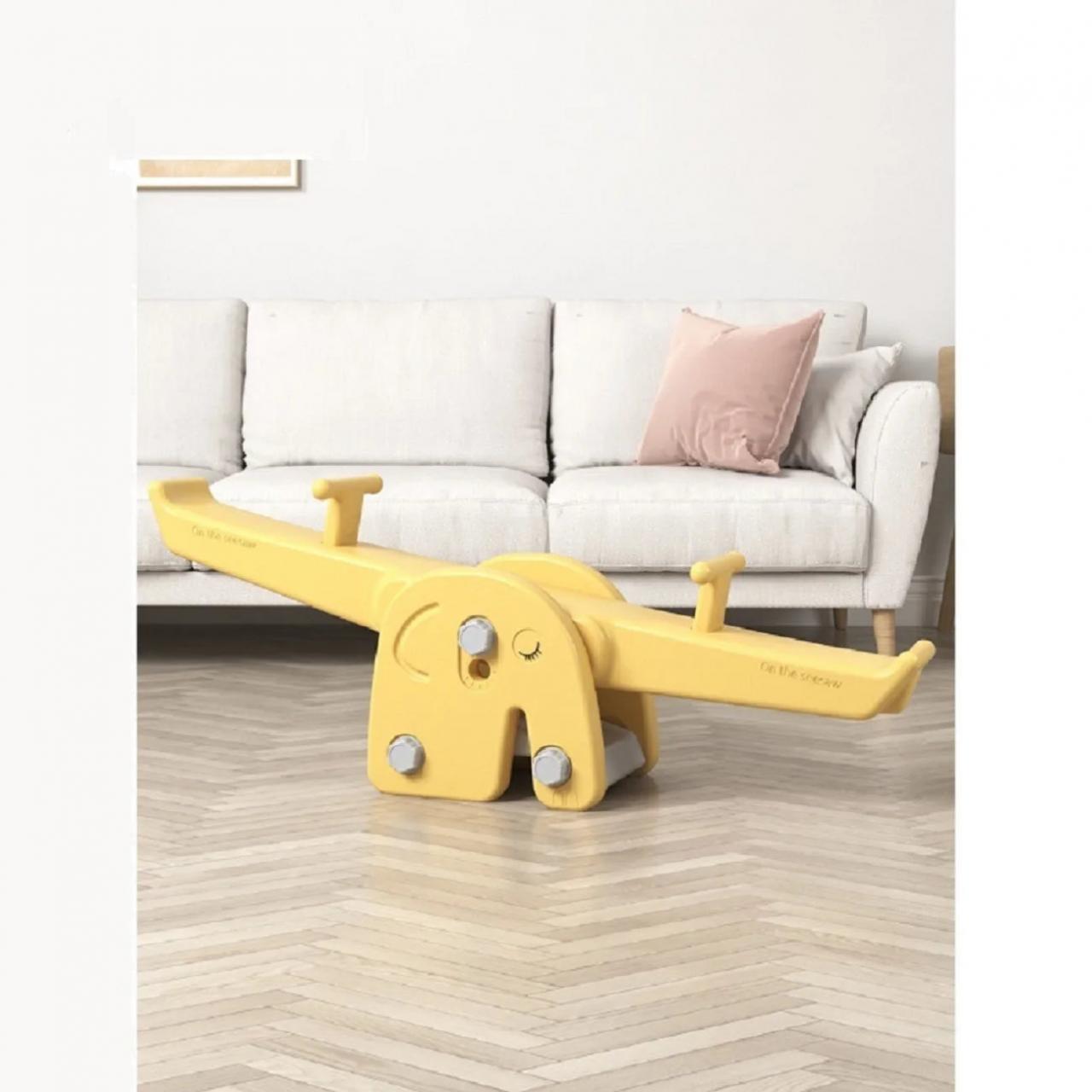 Kids Yellow Airplane Wooden Rocker Toy With Smile on Luulla