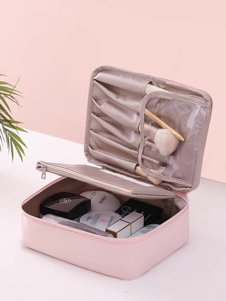 Portable Cosmetic Travel Case Organizer With Compartments