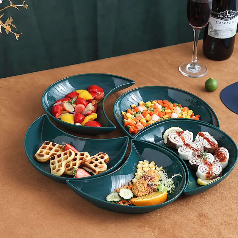 Creative S-shaped Partitioned Snack Serving Platter Set