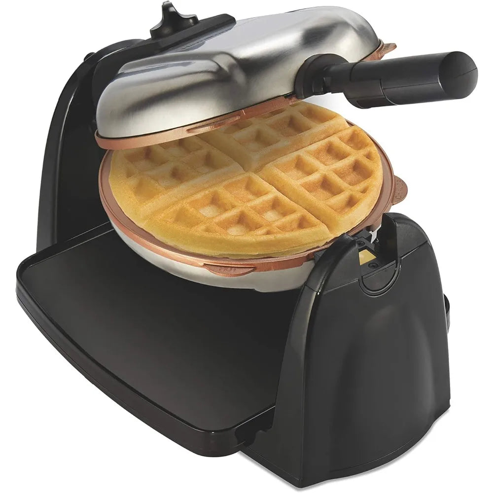 Stainless Steel Rotary Belgian Waffle Maker With Nonstick Plates