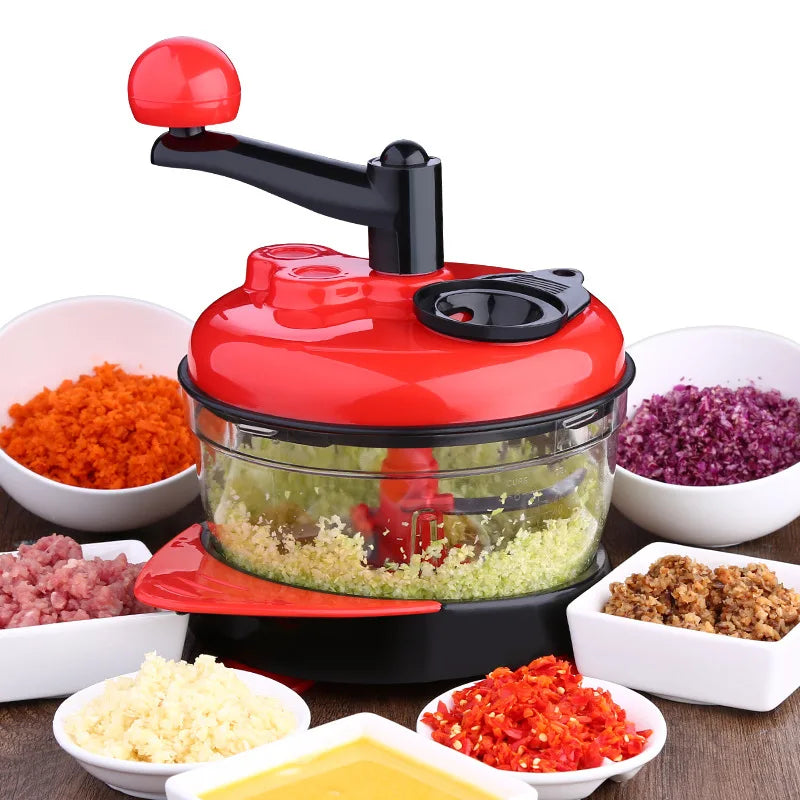 Manual Hand-crank Food Processor Vegetable Chopper Mixer Blender