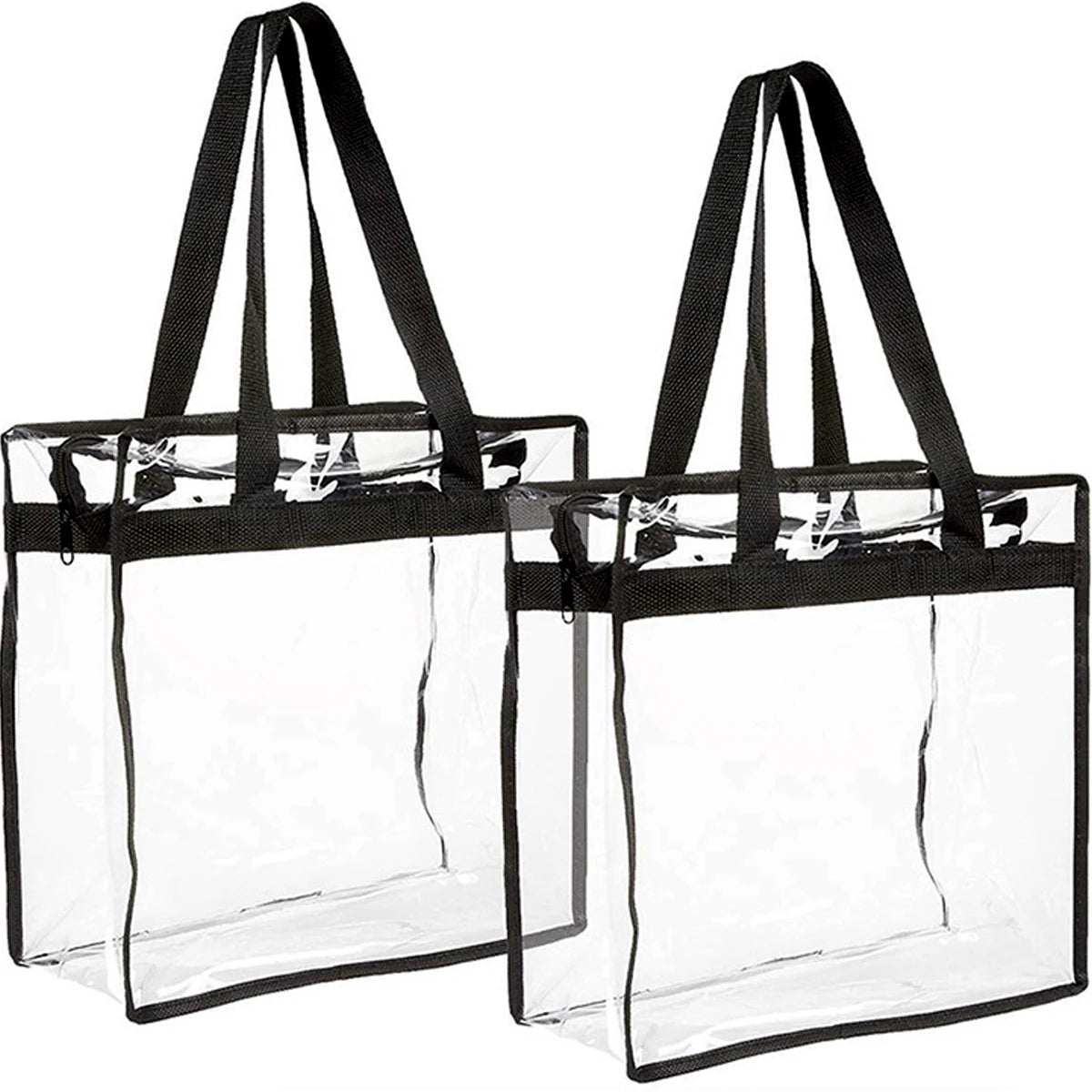 Clear Vinyl Tote Bags With Zipper Closure, 2-pack