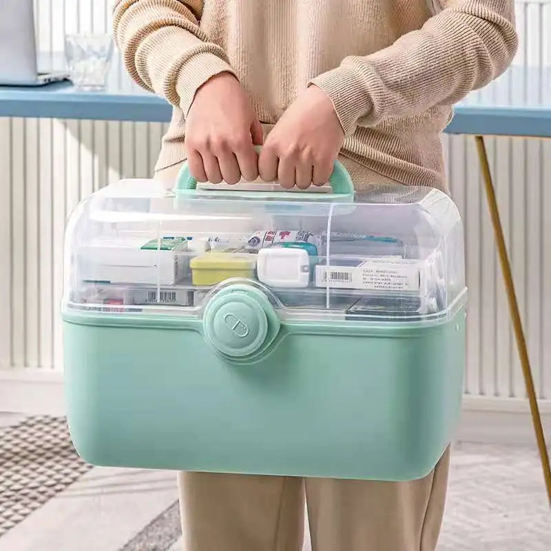 Portable Medicine Storage Box With Handle Organization