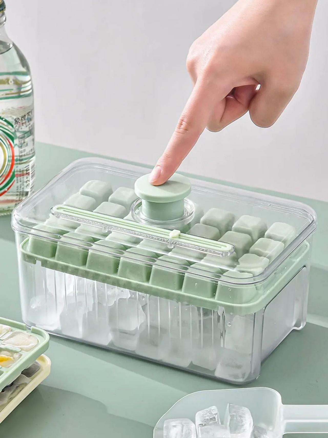 Easy Push Pop-out Silicone Ice Cube Tray With Lid