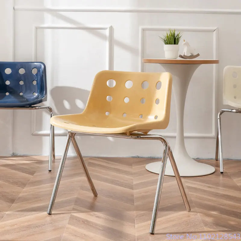 Modern Perforated Seat Plastic Chair With Chrome Legs on Luulla