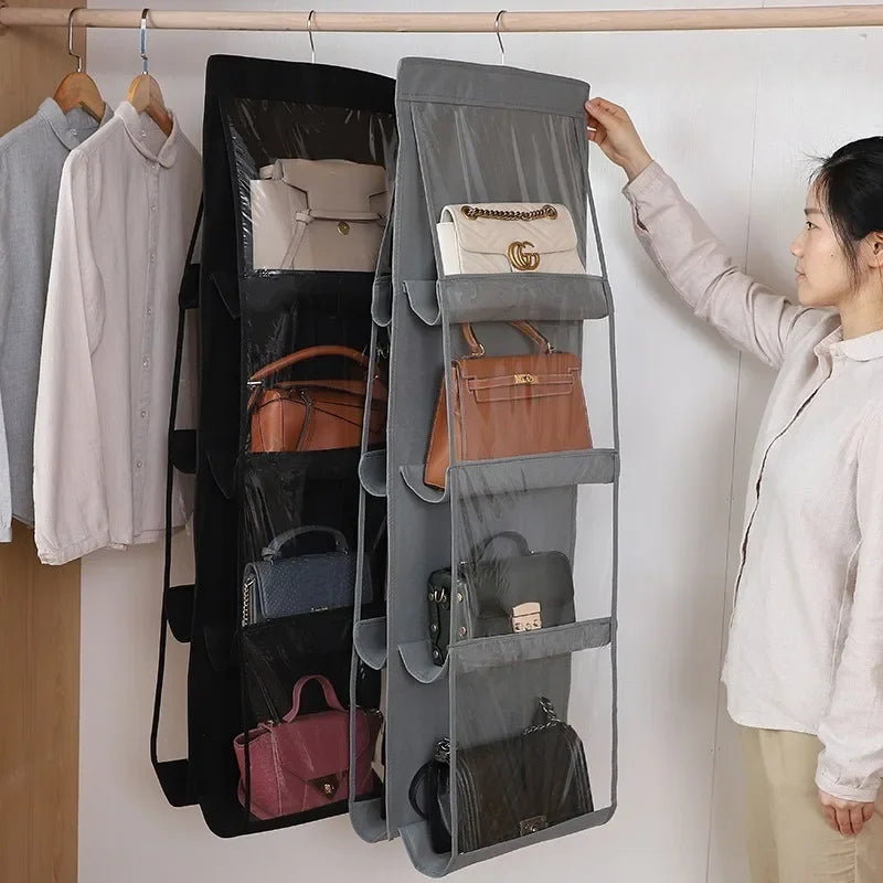 Hanging Handbag Organizer With Clear Pockets Storage on Luulla